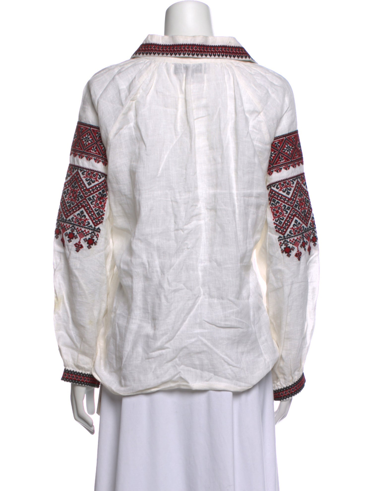 Nili Lotan Linen Graphic Print Button-Up Top